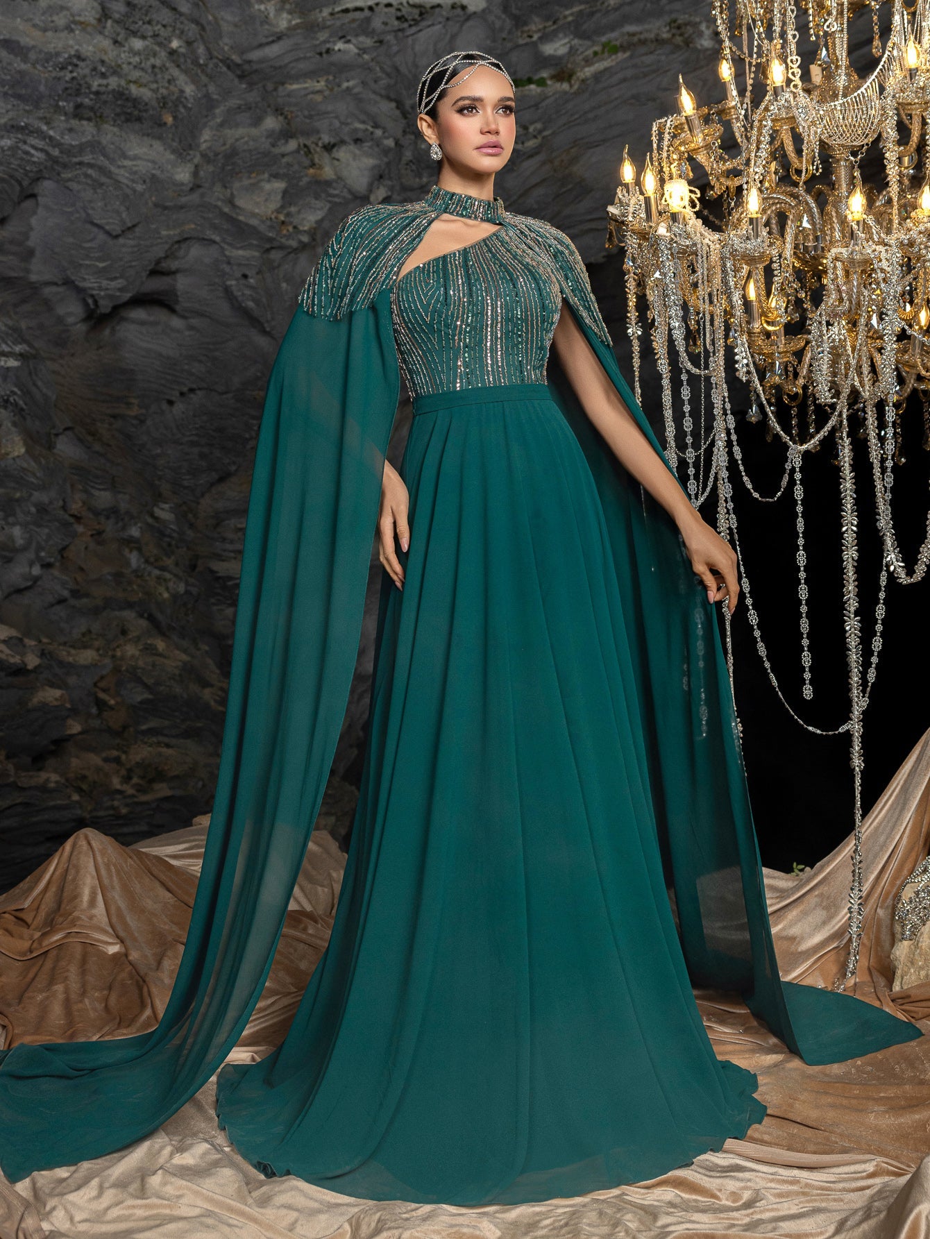 Asymmetrical Cutout & Beaded Embroidery