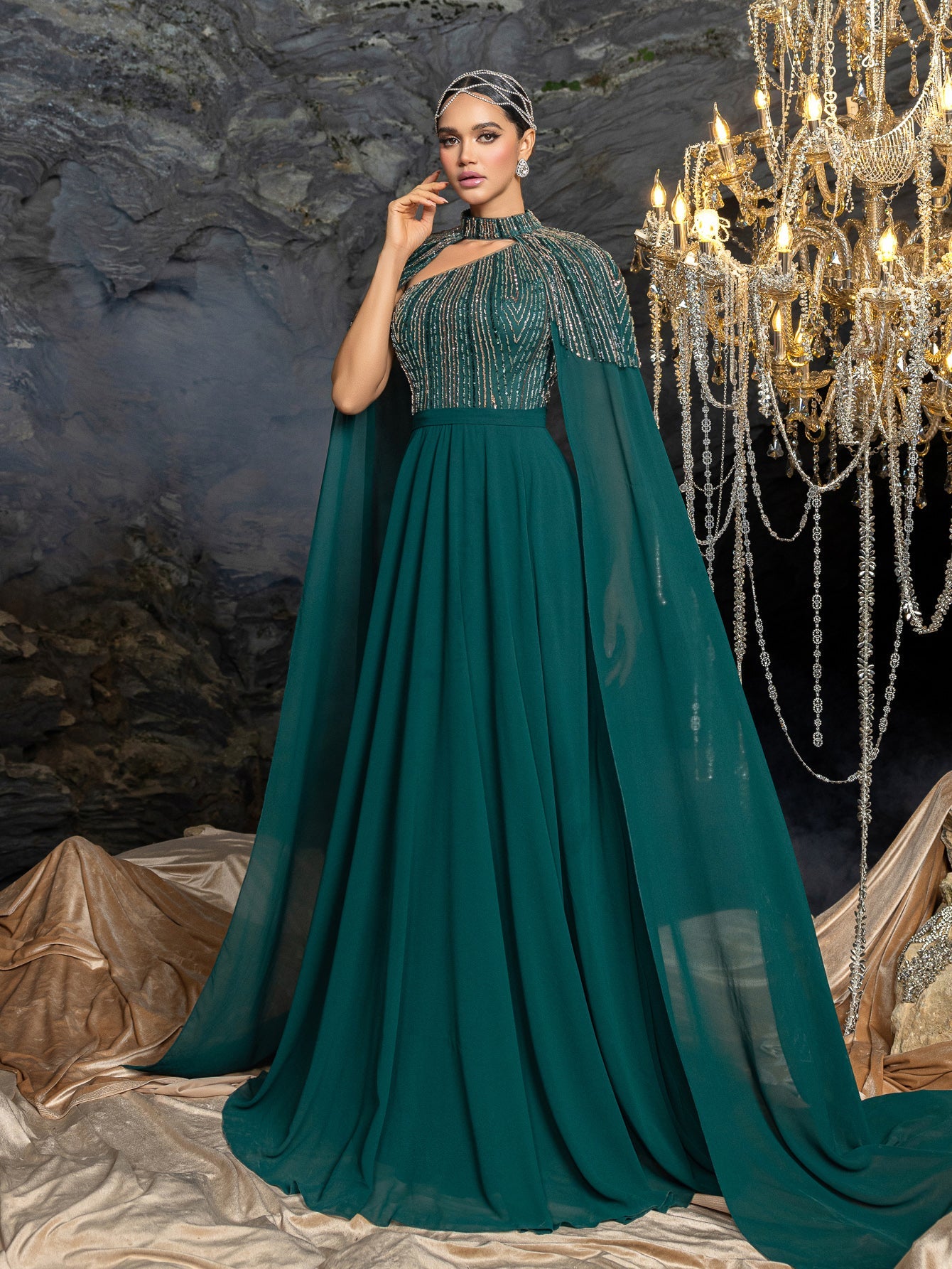 Asymmetrical Cutout & Beaded Embroidery