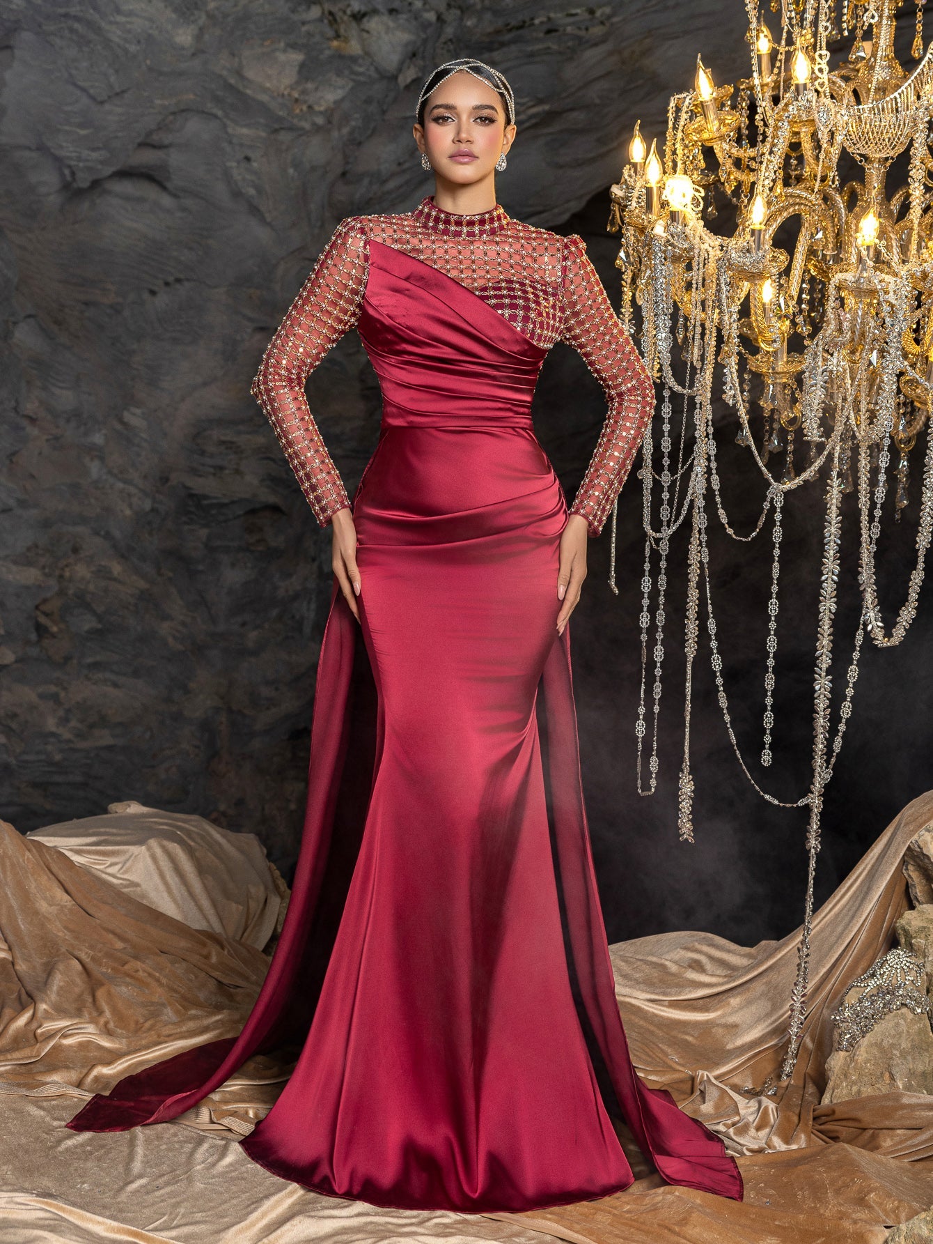 High Neck & Satin Mermaid Skirt