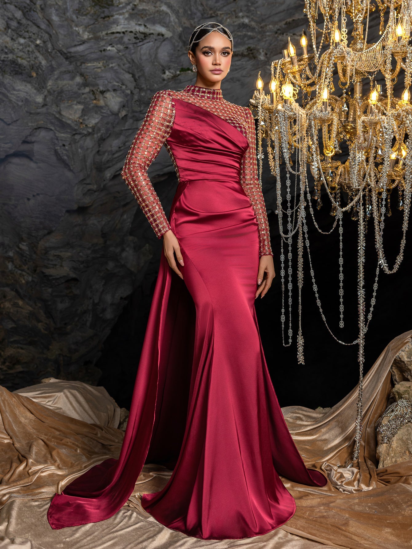 High Neck & Satin Mermaid Skirt