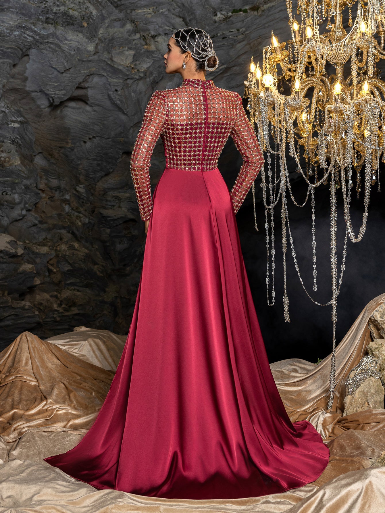 High Neck & Satin Mermaid Skirt