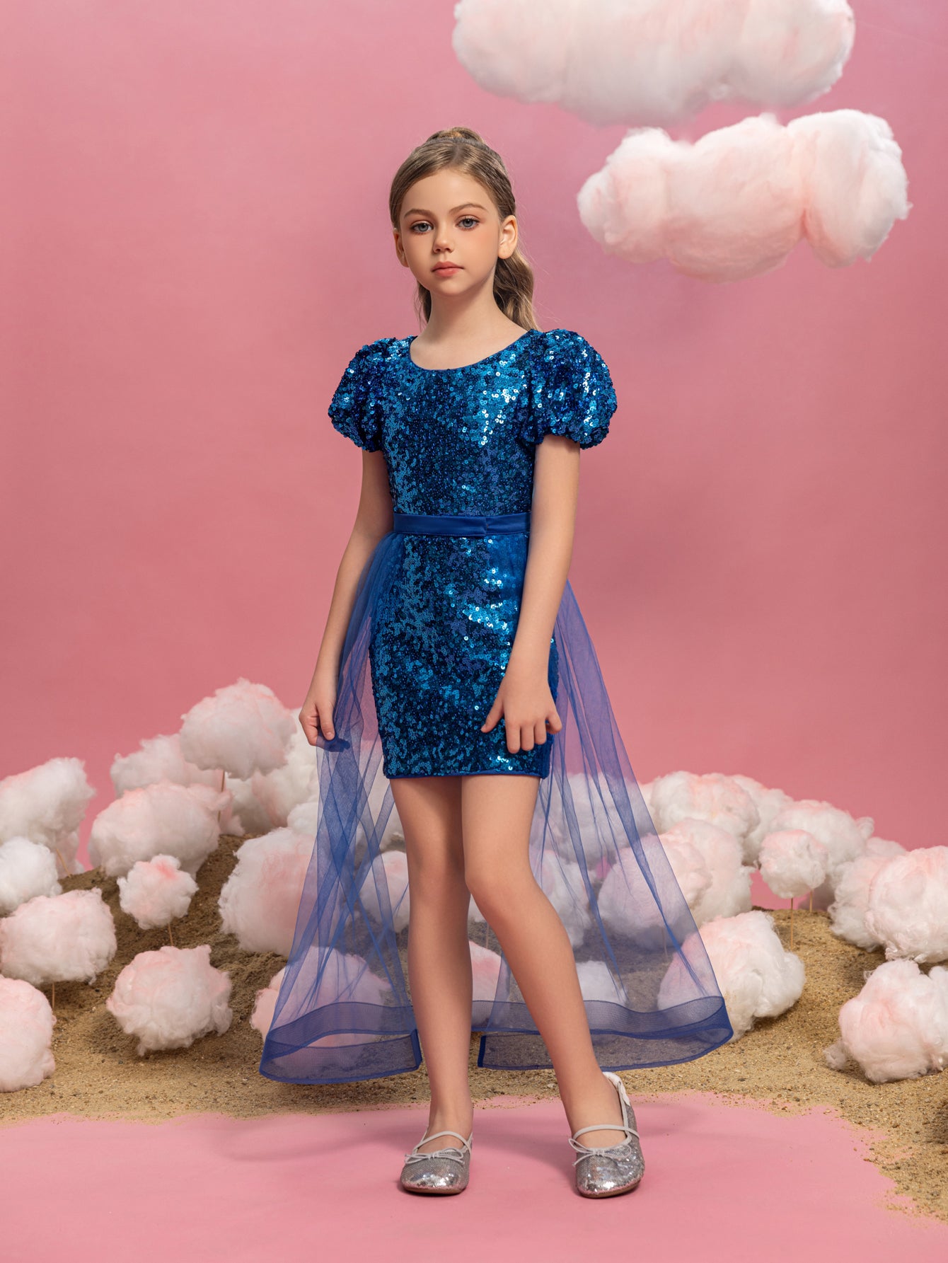 sequin dress toy 3D Appliques Sequin A-Line Girl Communion Dress by Cinderella Couture USA ASBR-8120 Silver / OS