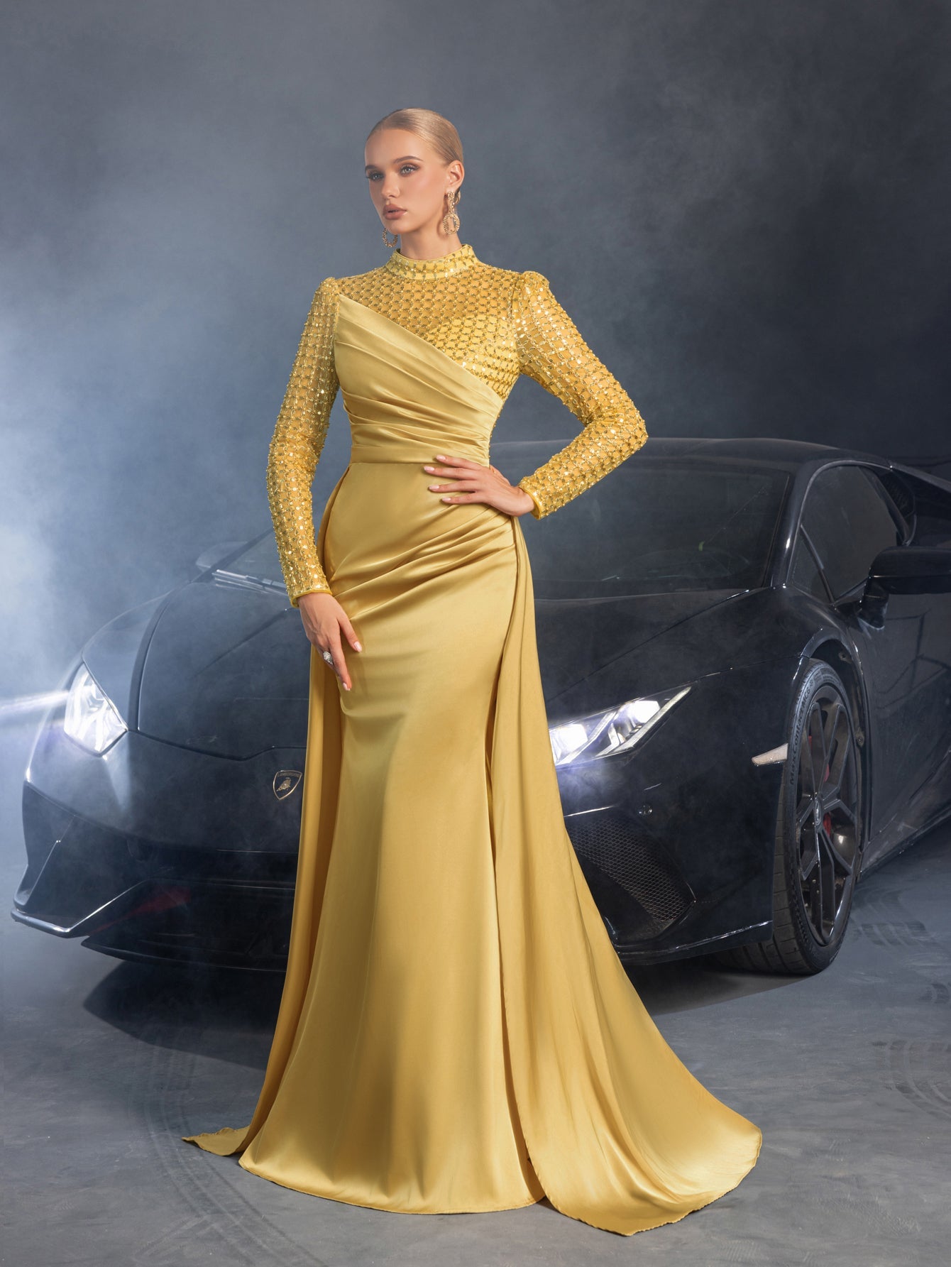 High Neck & Satin Mermaid Skirt