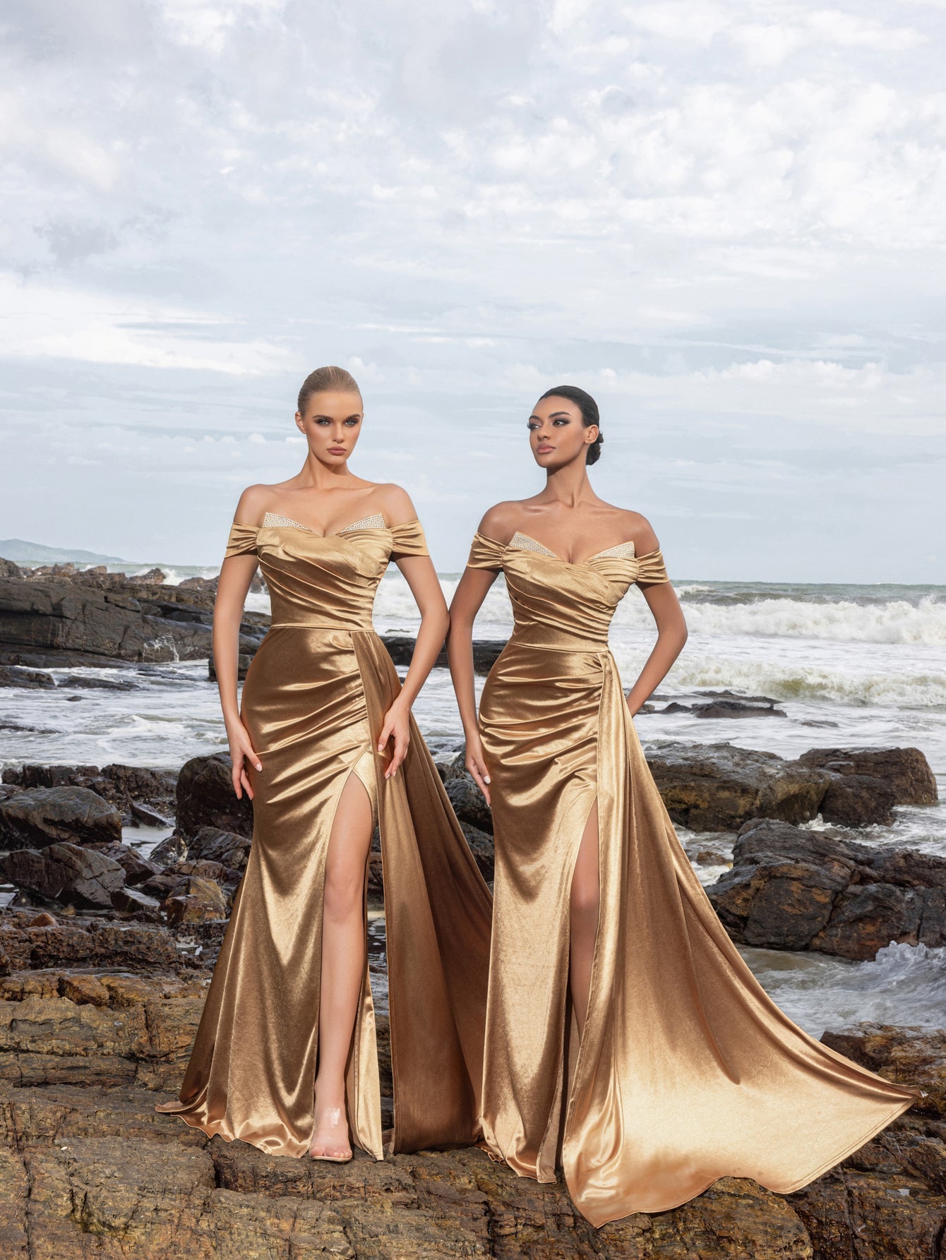 Sculpted Ruching & High Thigh Slit