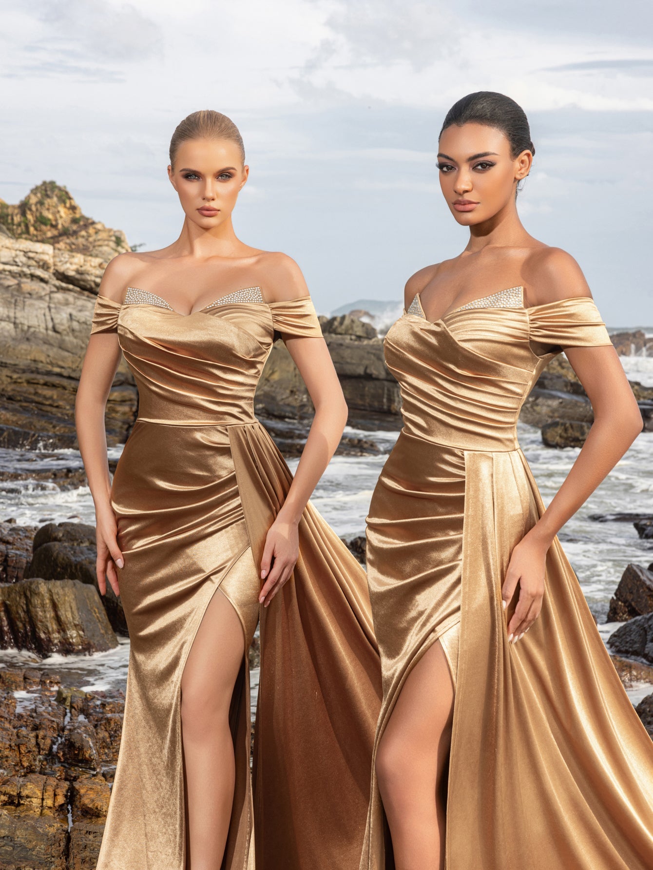 Sculpted Ruching & High Thigh Slit