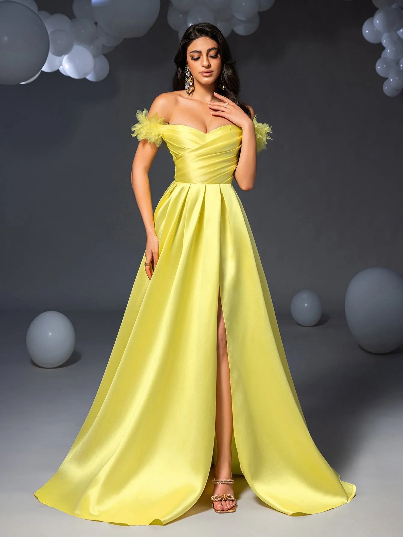 Premium Yellow Night Gown Lady Black Tie Belinda Gown A-Line Dress With Corset Back Size Premium Yellow Night Gown Lady Black Tie Belinda Gown A-Line Dress With Corset Back Size