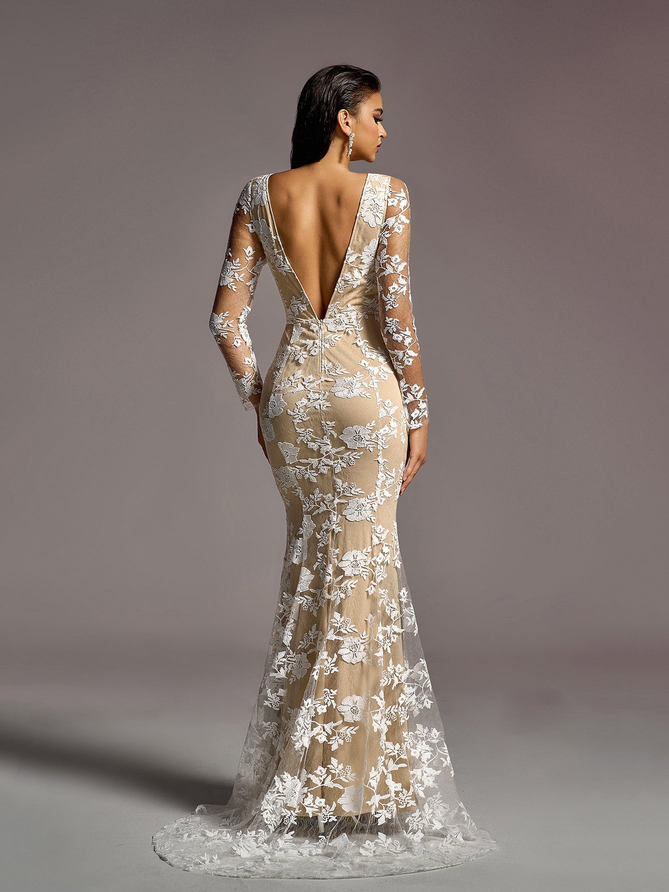 Vintage Gorgeous Boat Neck Backless Mermaid Hem Lace Wedding Dress White / Xs Vintage Gorgeous Boat Neck Backless Mermaid Hem Lace Wedding Dress White / Xs