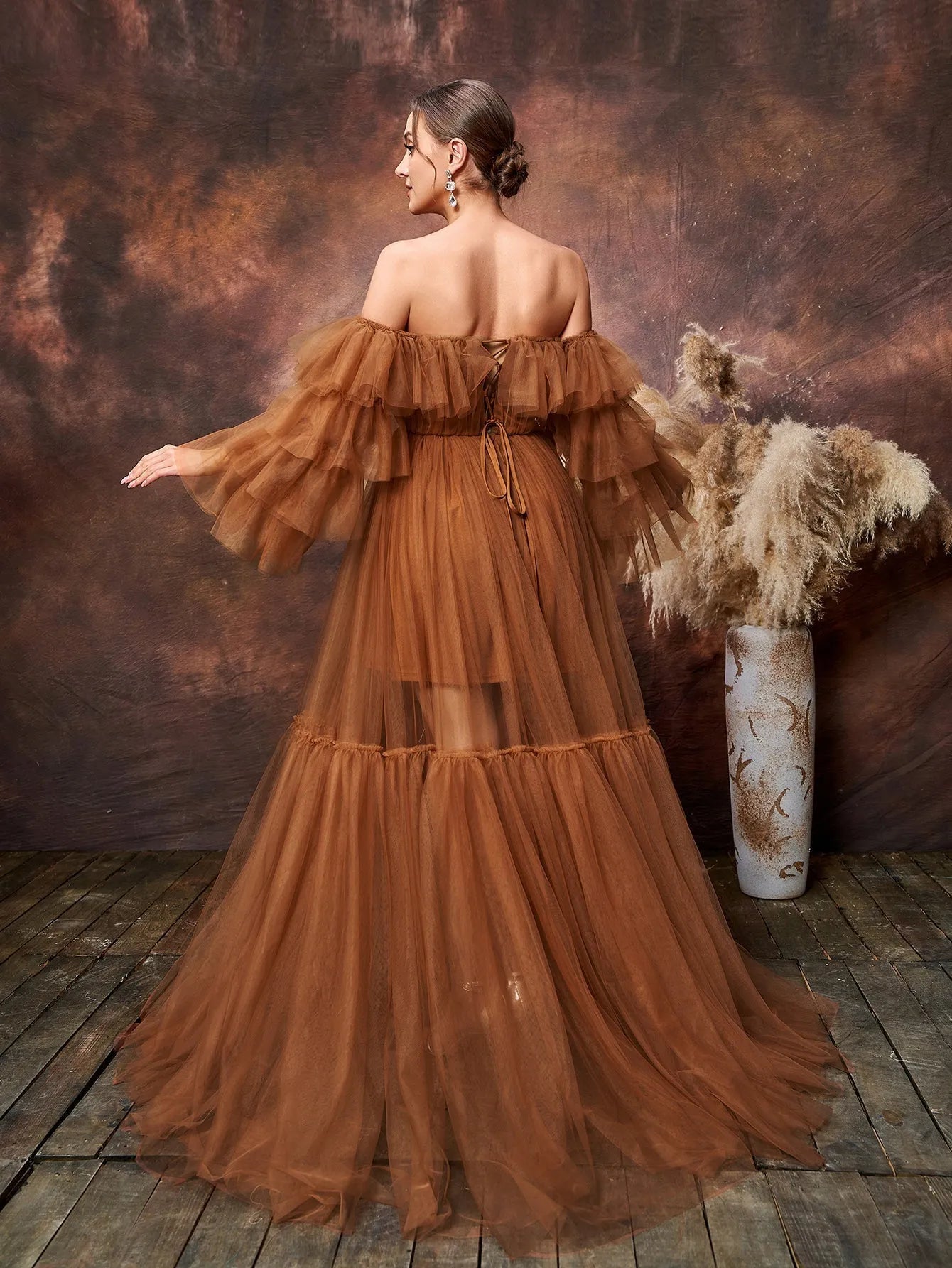 brown tulle maternity dress Kate Sexy Tulle Custom Maternity Photoshoot Gowns
