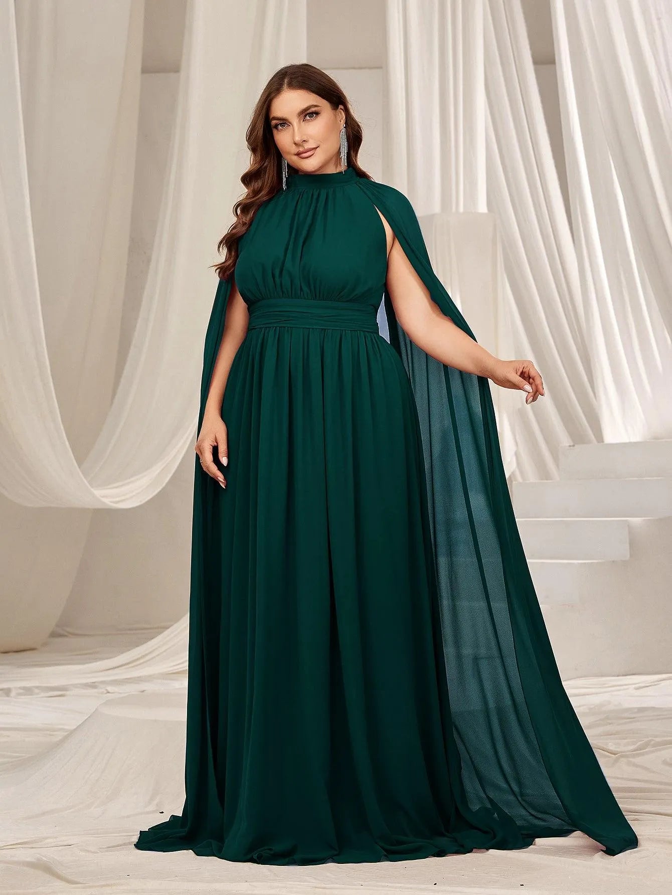 dress with chiffon cape Long Chiffon Cape LENA MEDOYEFF