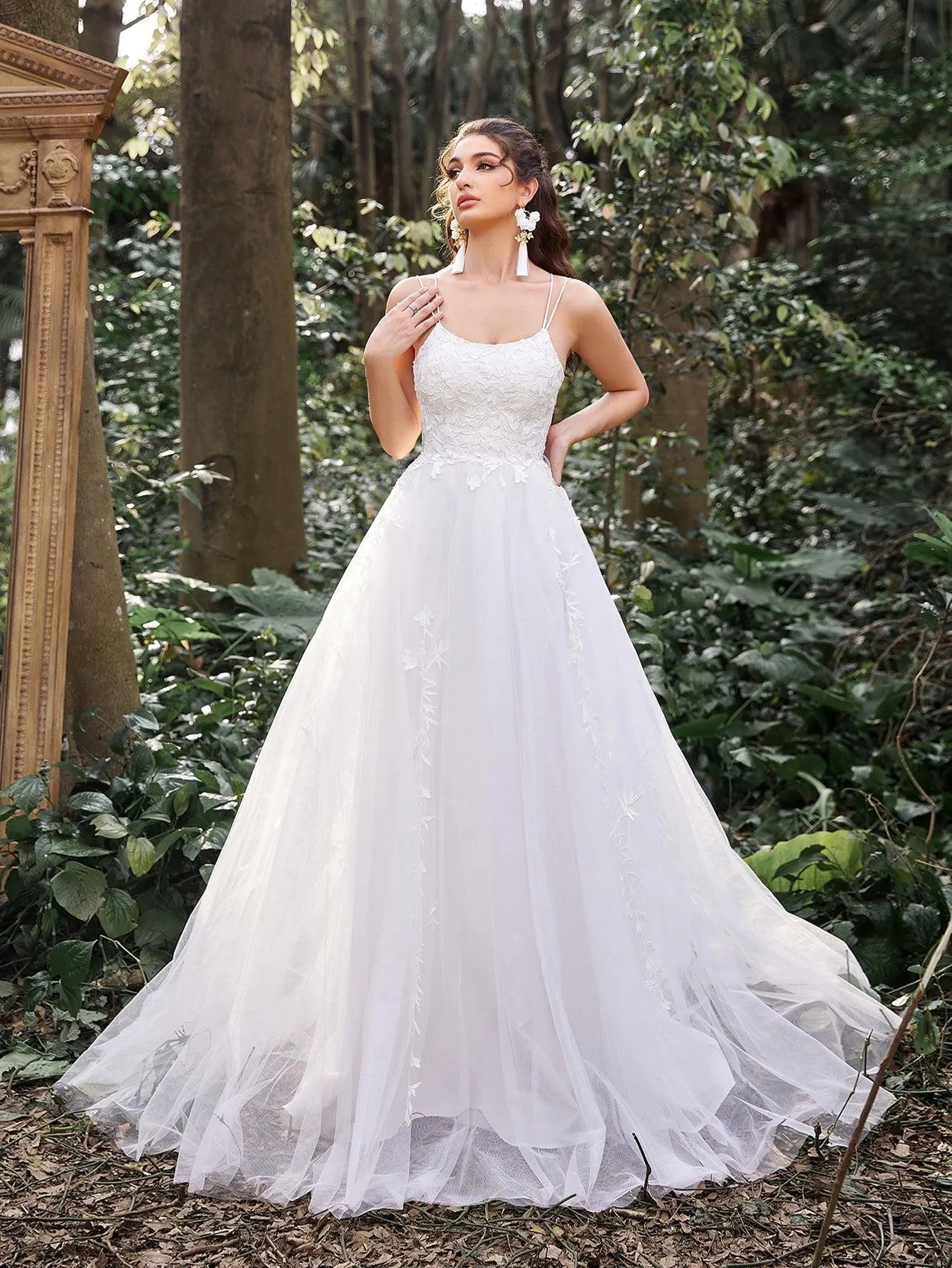 slip wedding dress Illusion Open Back Lace Bridal length hem Inner Satin Slip Dress*Adjustible Tank*Slip