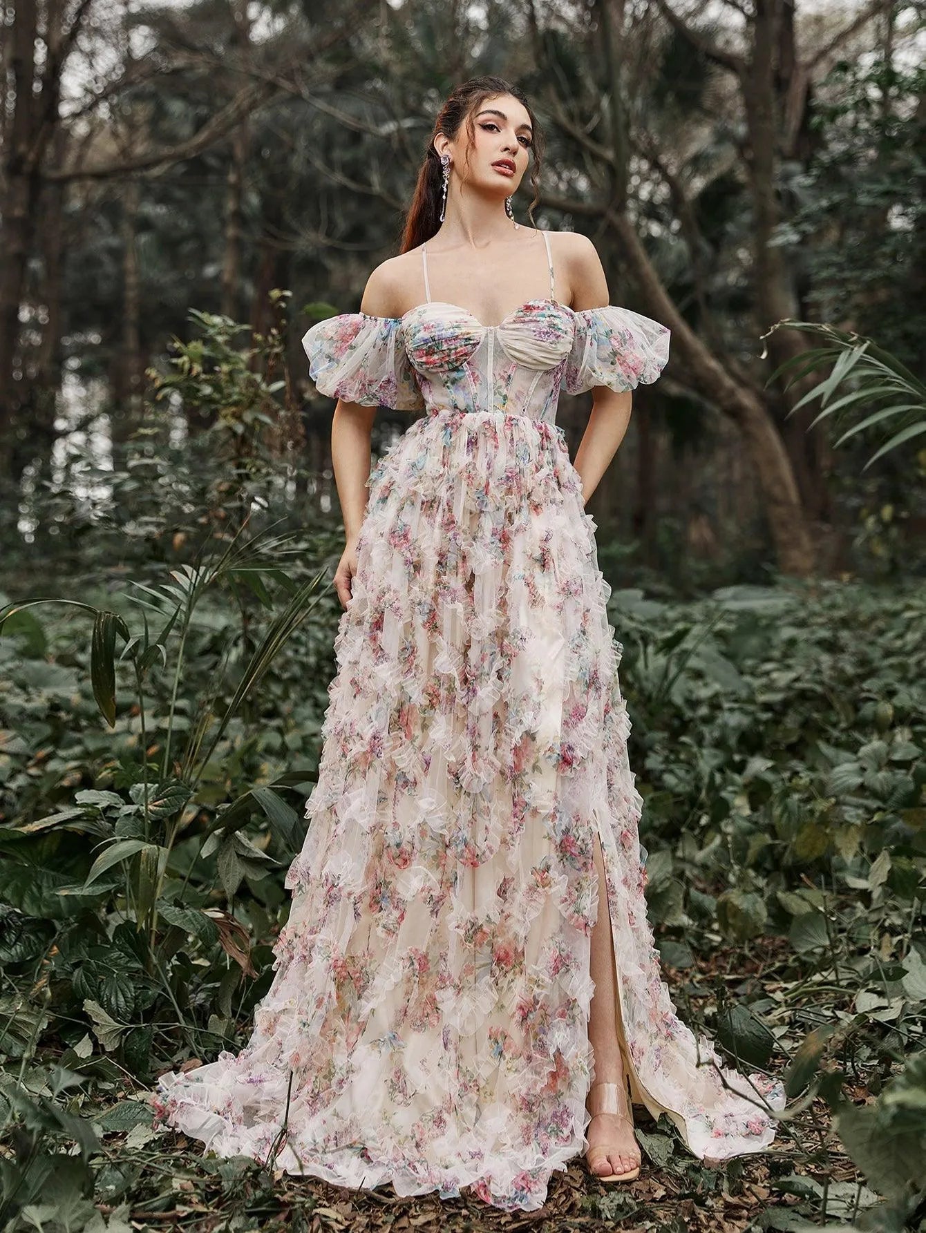 pink floral off the shoulder dress Pink Bloom Off-Shoulder Maxi Dress Blush_Orchid / S