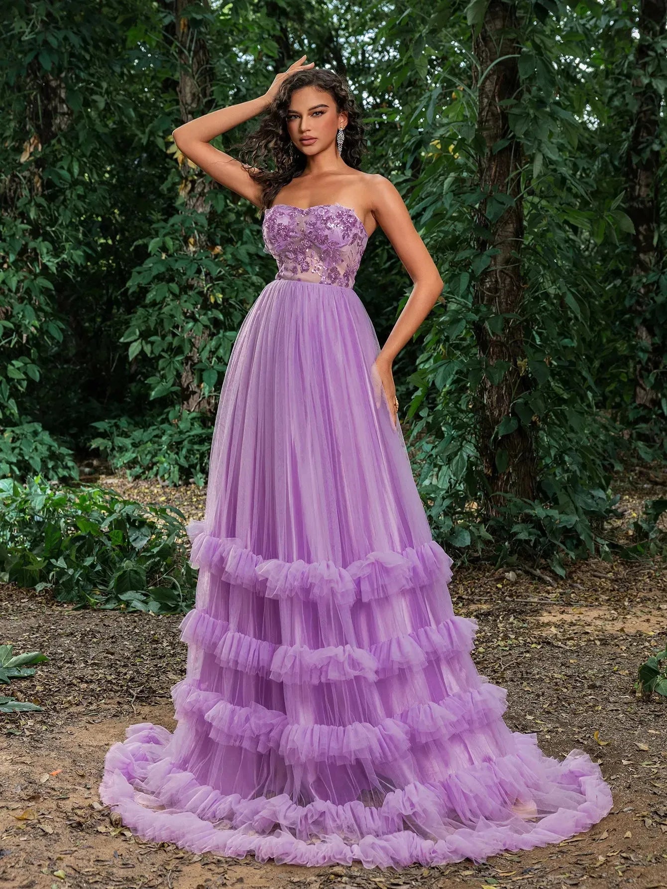 floral sequin tulle dress Multi Floral Bouquet Sequin Gown Kevan Hall