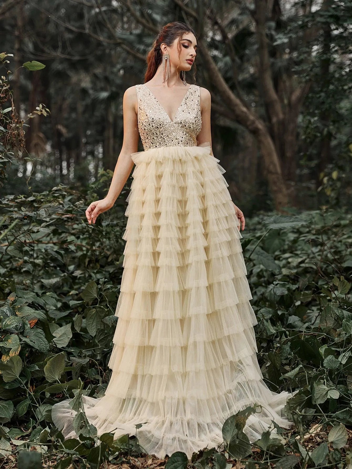cascading ruffle prom dress Sherri Hill 57984 - Long Sheath Dress