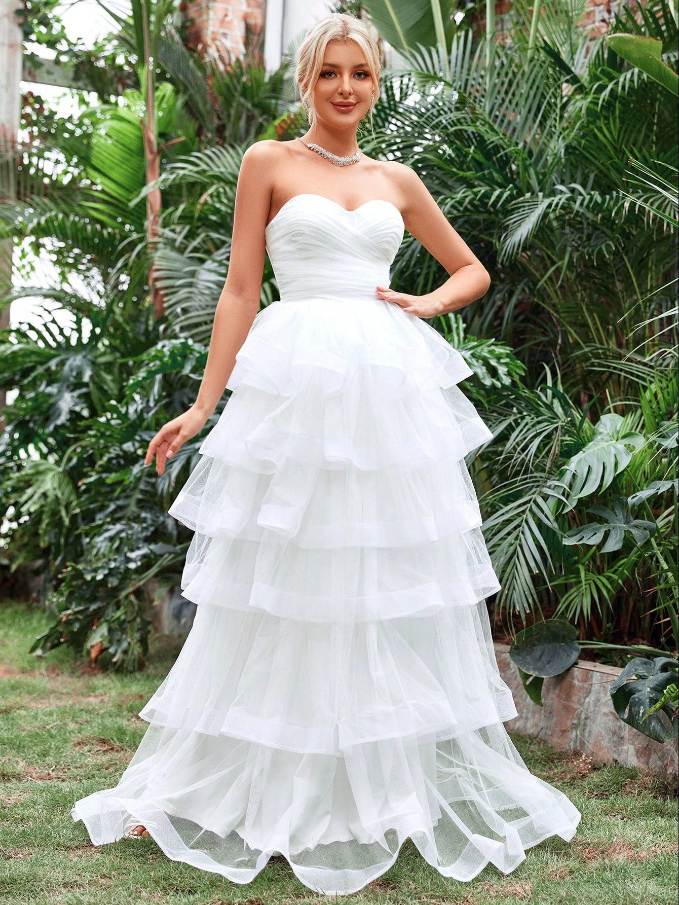 Ruffle Layered Hem Tube Wedding Dresses – Faeriesty