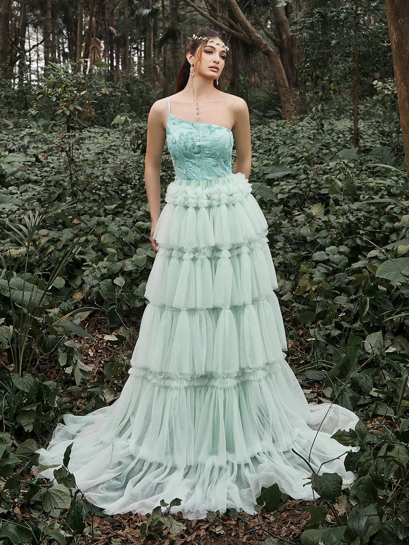 luxury one shoulder dresses Luxury One Shoulder Satin Beaded Evening Dress Emerald Green Mermaid P Frisco Dresses