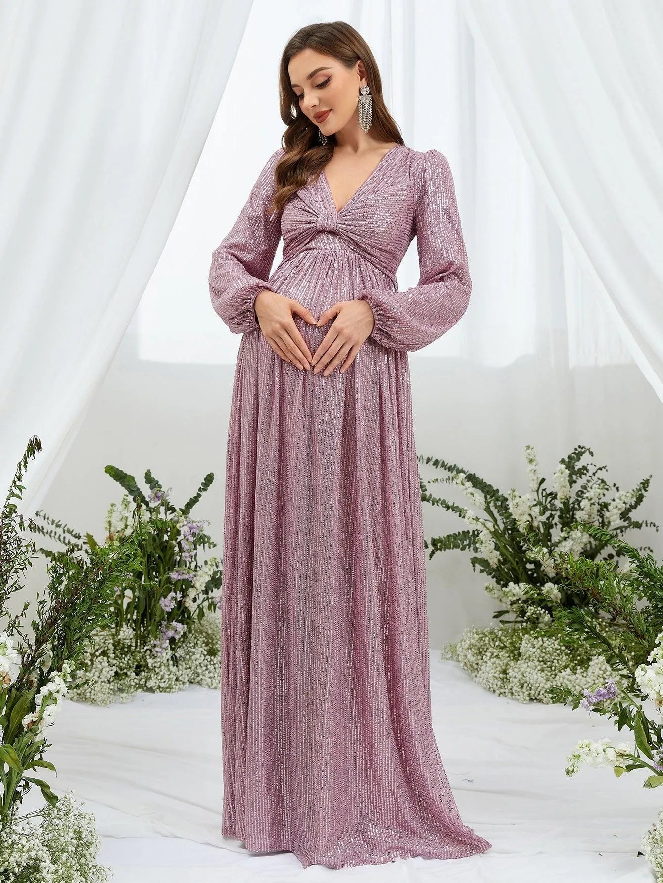ruched lantern sleeve dress Sonia Lantern Sleeve Ruched Maxi Dress