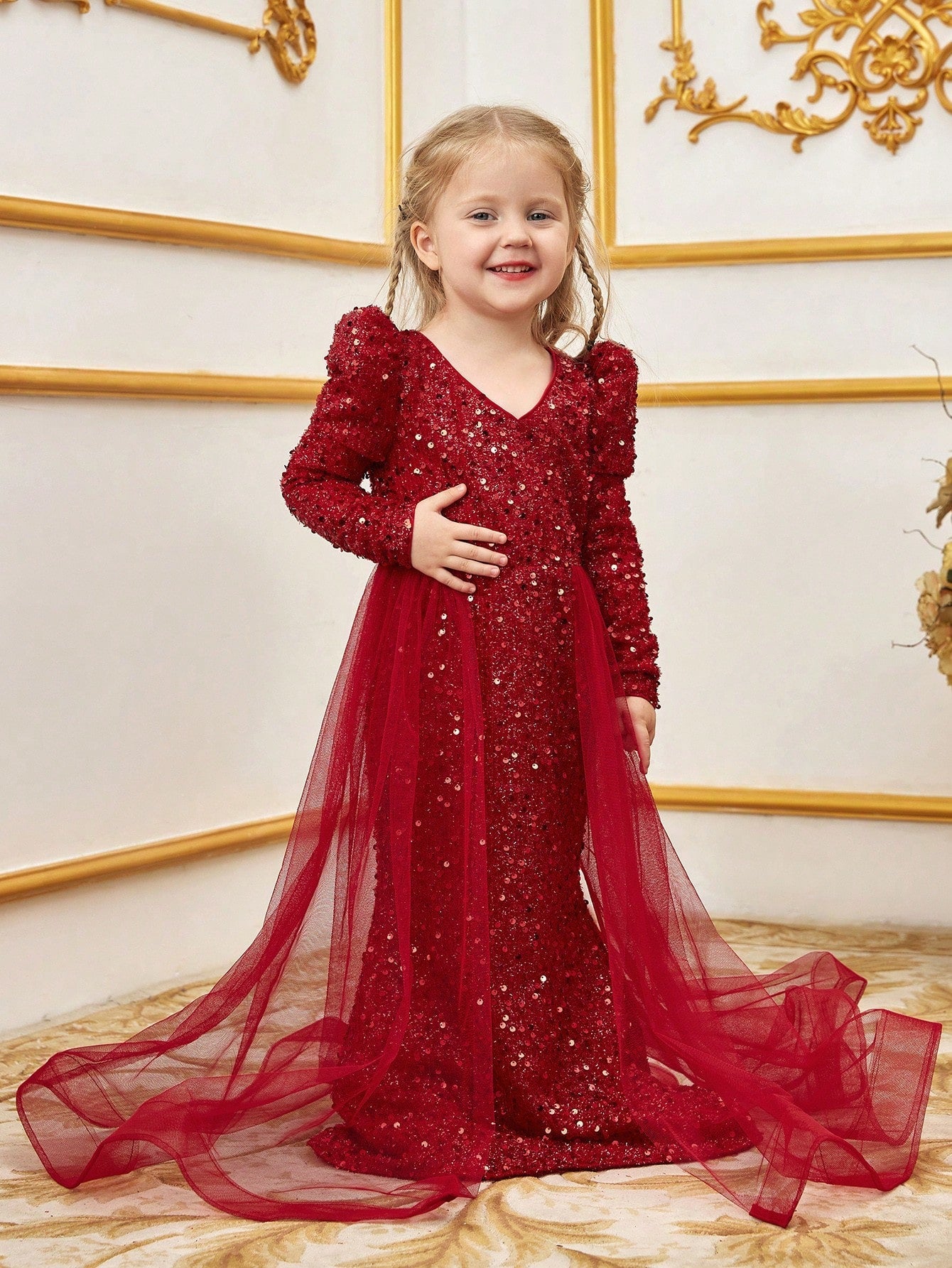 toddler sequin dress long sleeve Toddler Girl Summer Blue Long Sleeve Sequin Snowflake Fluffy Birthday marryshe