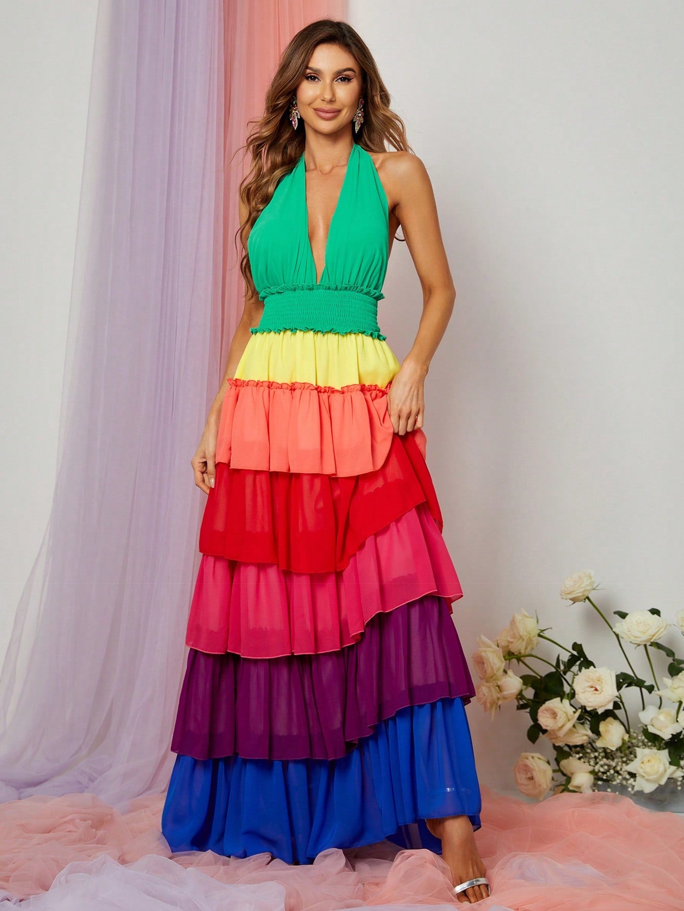 multicolor chiffon dress Thalia Multicolor Chiffon Wrap Dress, XS