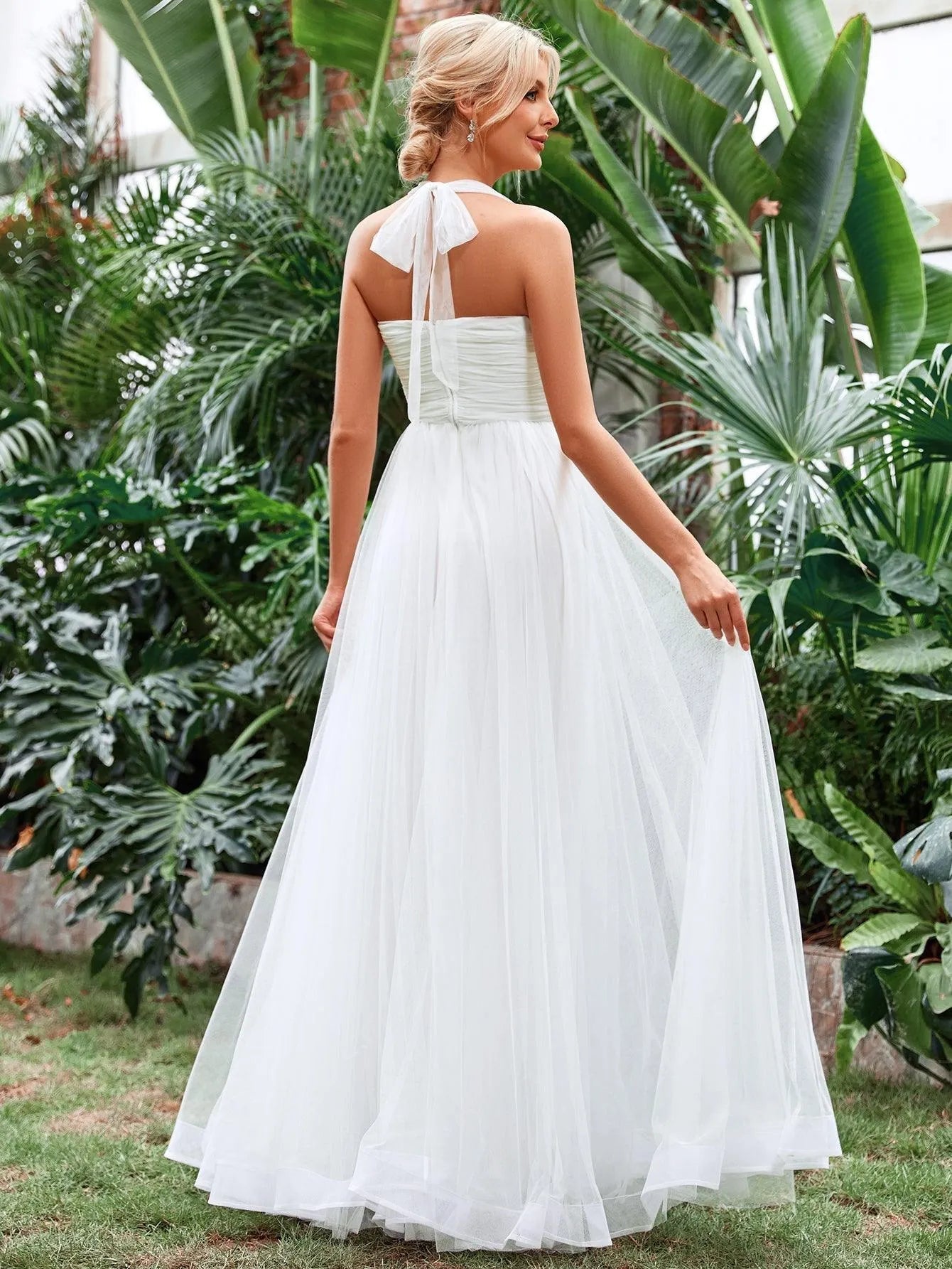 mesh wedding dress Tulle Mesh A Line Wedding Dress Off The Shoulder Strap -