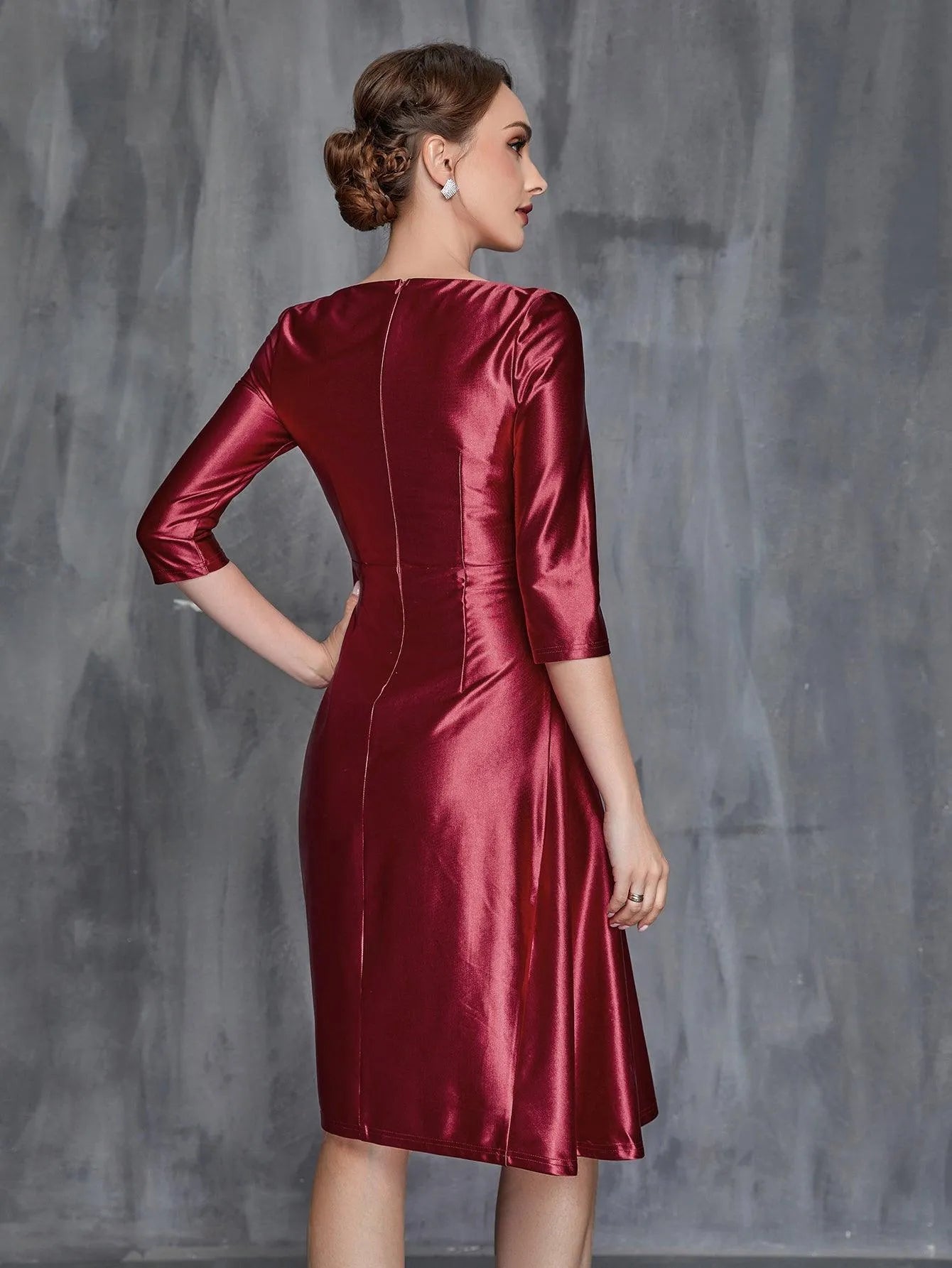 ruched wrap front dress Seta T Women's Party Ruched Wrap Long Sleeve V Neck Split Hem Draped Front Bodycon Maxi Dress Dark Green Medium : Target