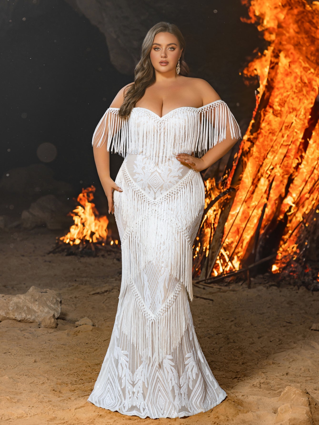 Corset Mermaid Dress with Sheer Panel Detailing