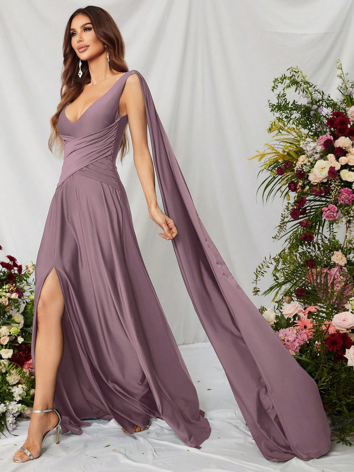Elegant V Neck Sleeveless A Line Slit Dresses