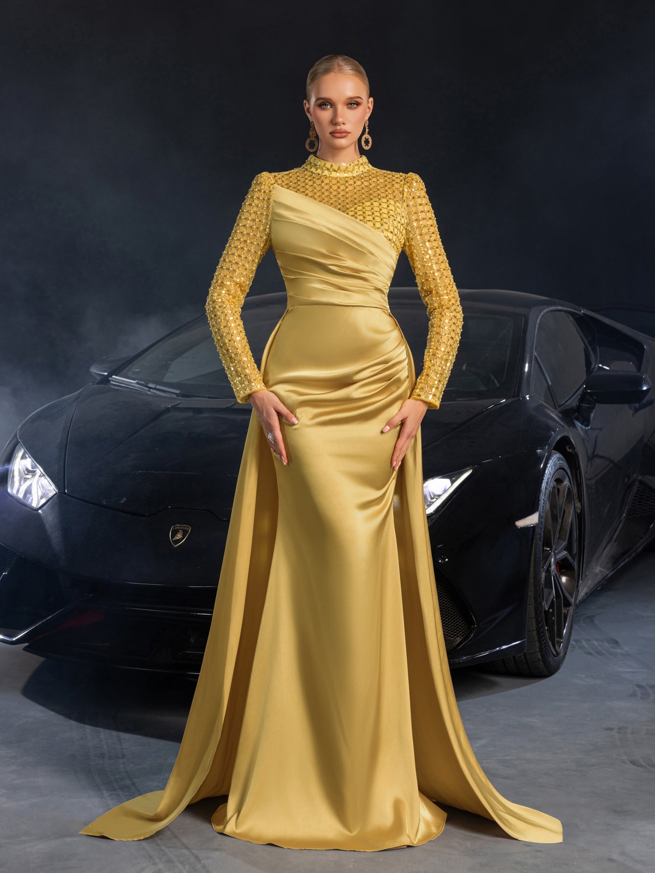 High Neck & Satin Mermaid Skirt