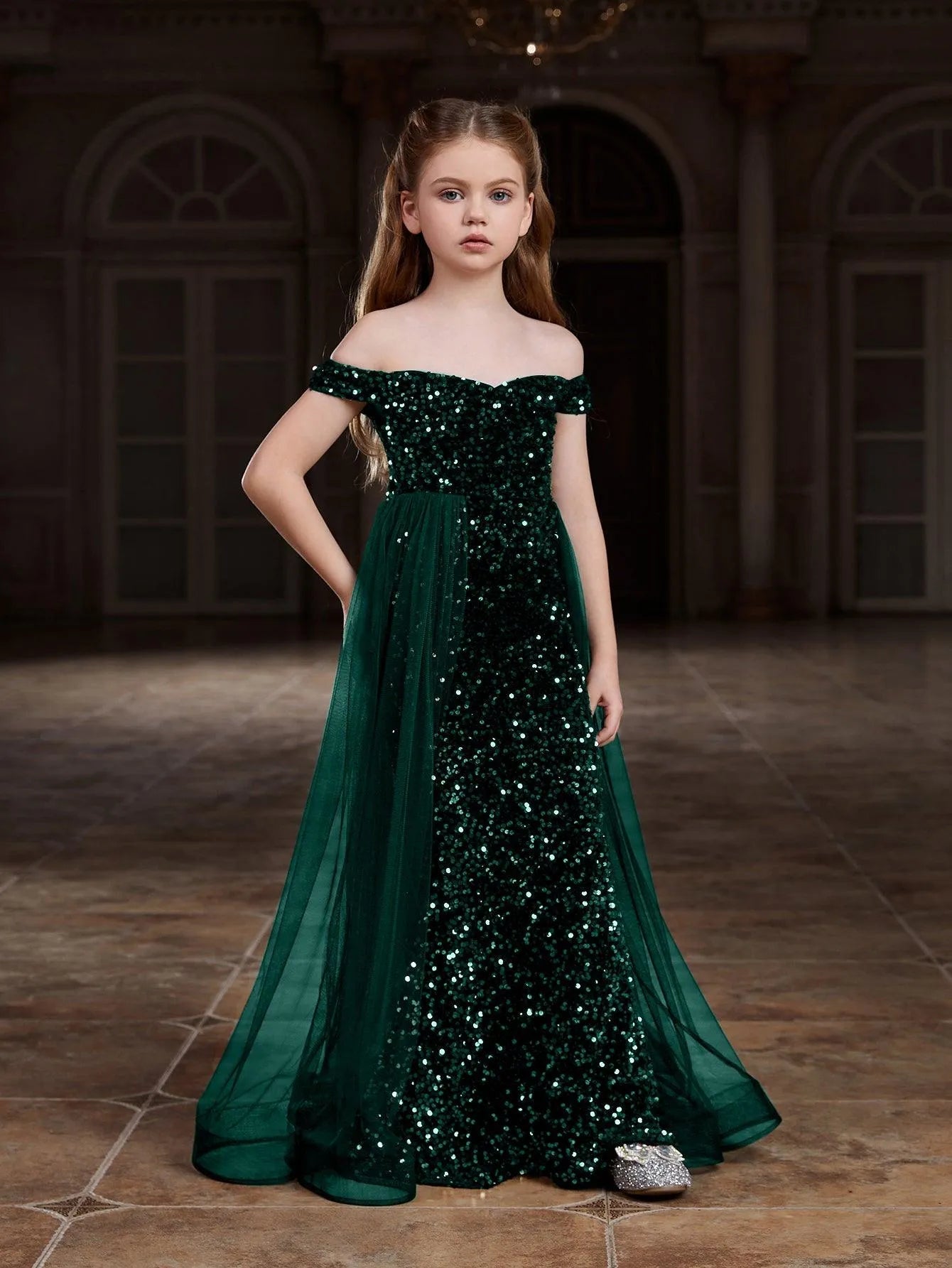 mesh overlay prom dress Long Beaded Corset Prom Dress with Illusion Panel Black / 4
