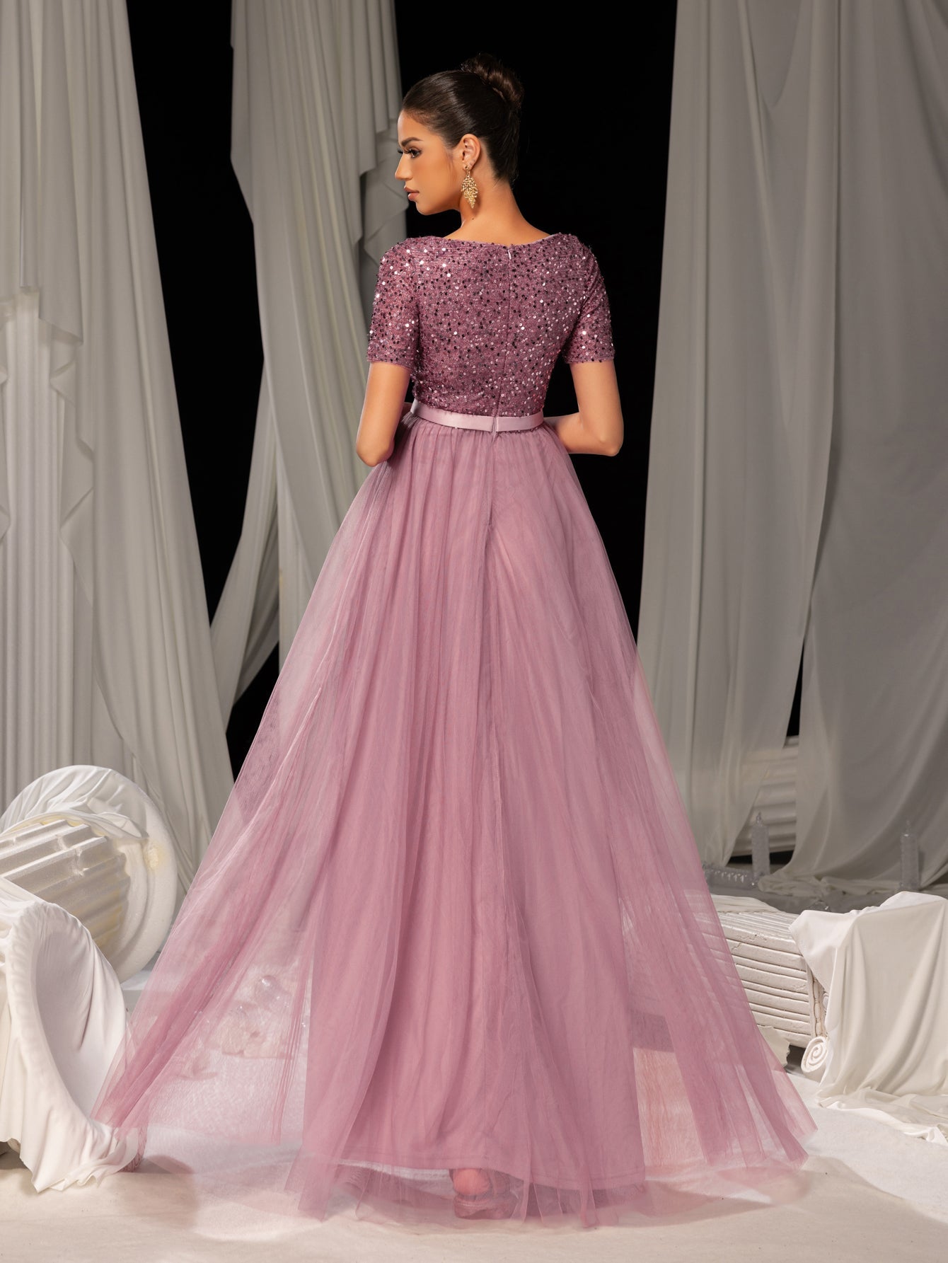 sequin top tulle bottom dress Delicate Sequin & Tulle Dress