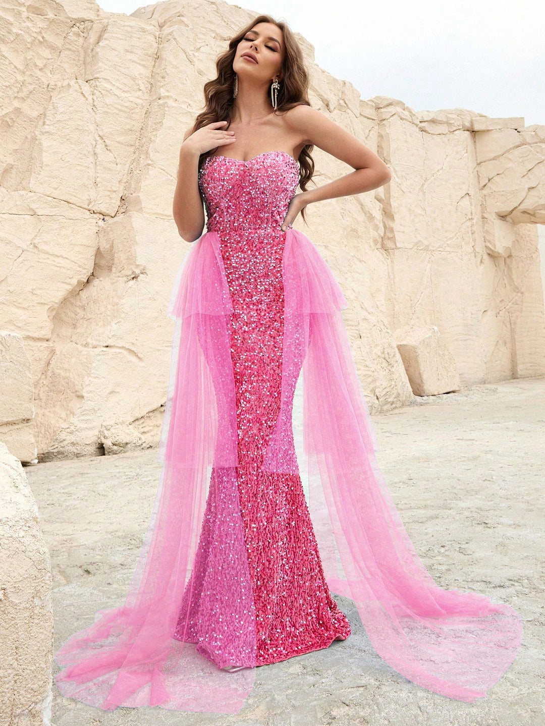 tube sequin dress Luxury Beaded Mermaid Evening Gown | Tube Sequin Evening Dress With Slit