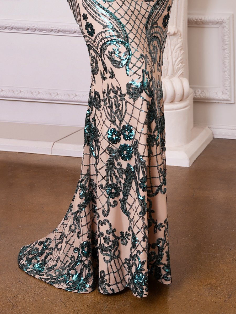 Elegant V Neck Sleeveless Sequins Dress