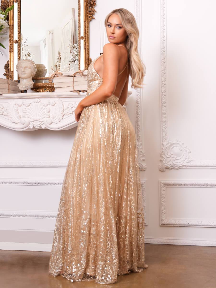 Elegant Sexy Spaghetti Strap Glitter Dress