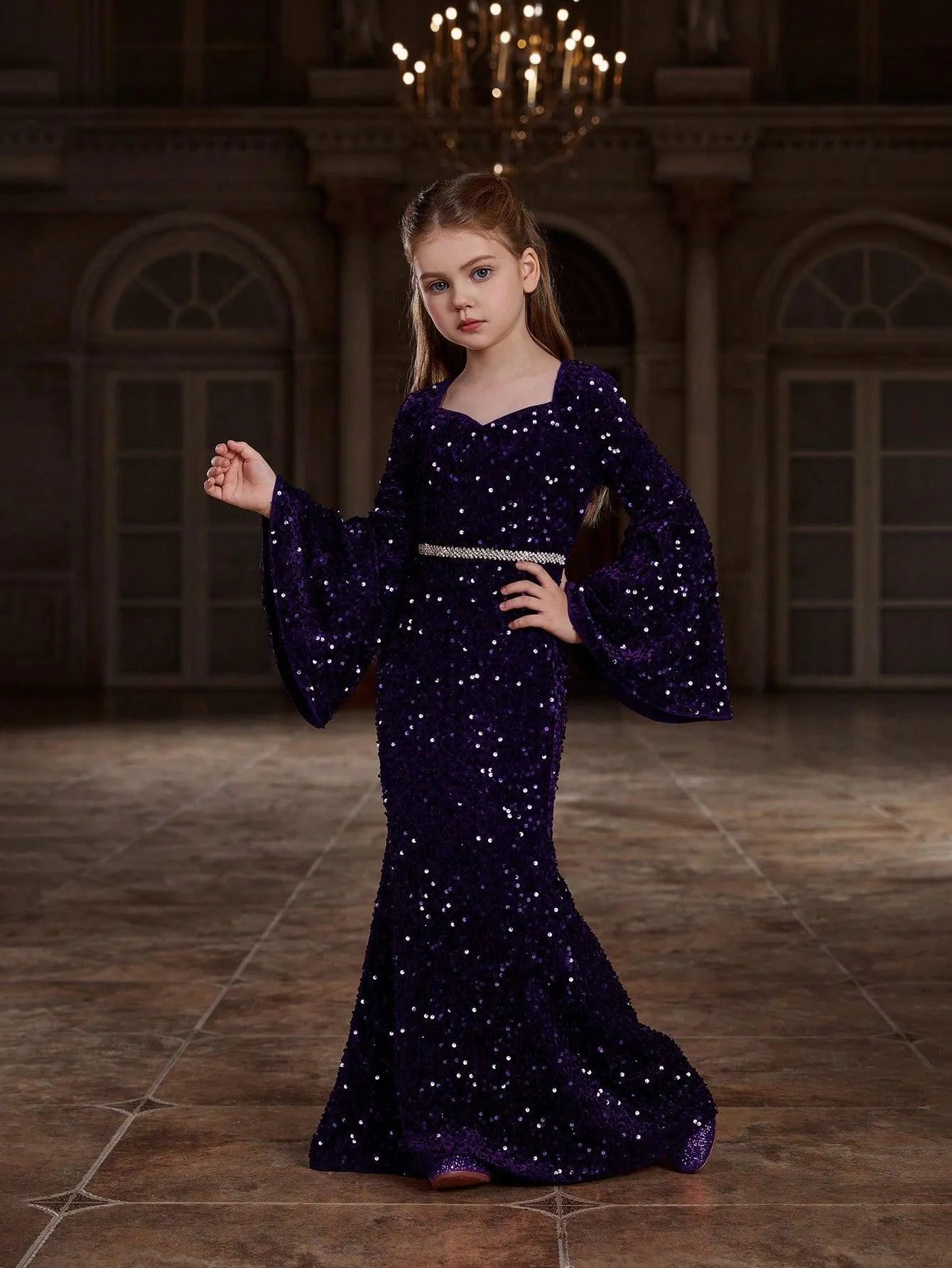 sequin dress bell sleeves Laurel Bell Sleeve Dress