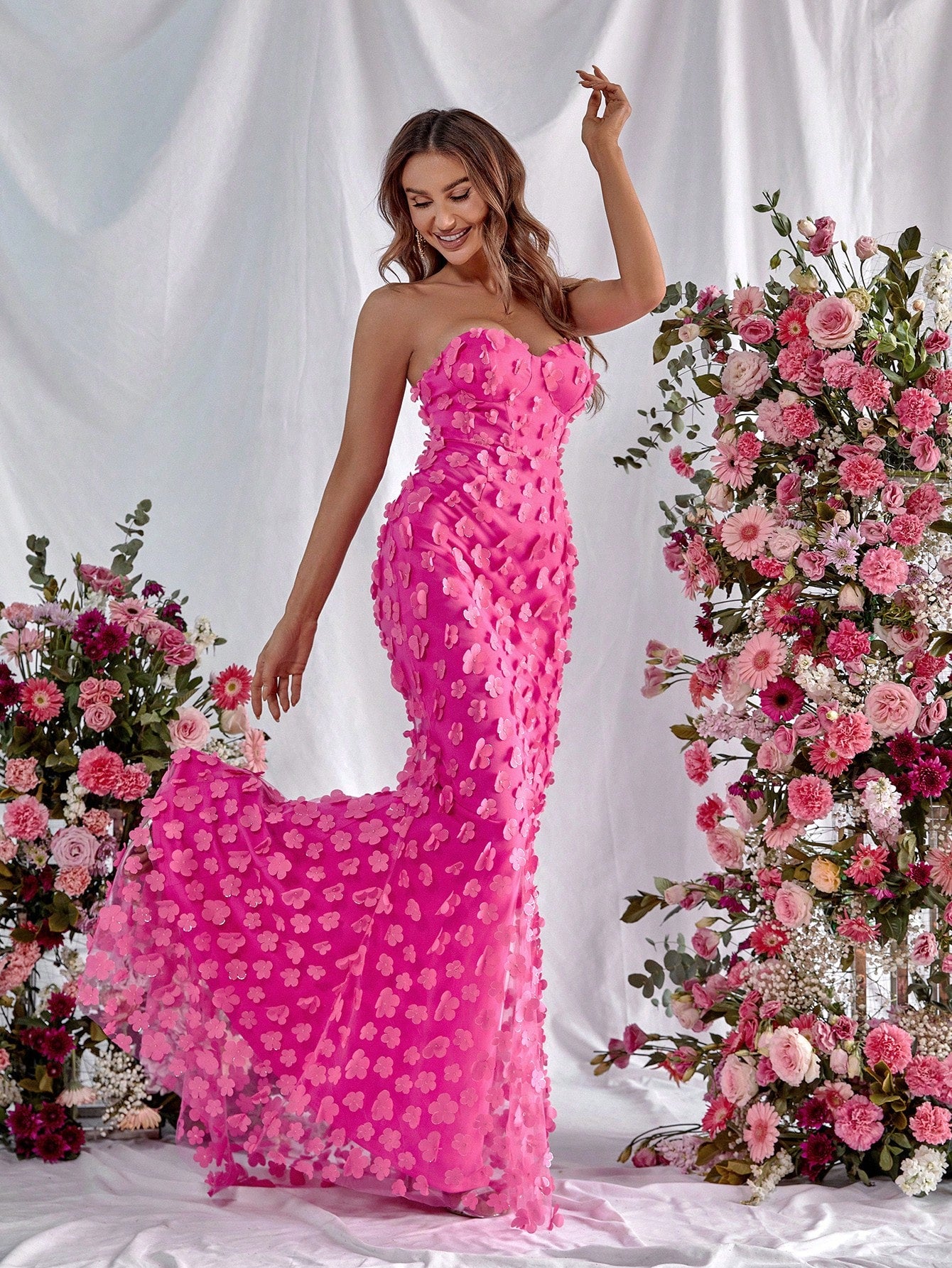 Elegant Tube Mermaid Floral Appliques Dresses