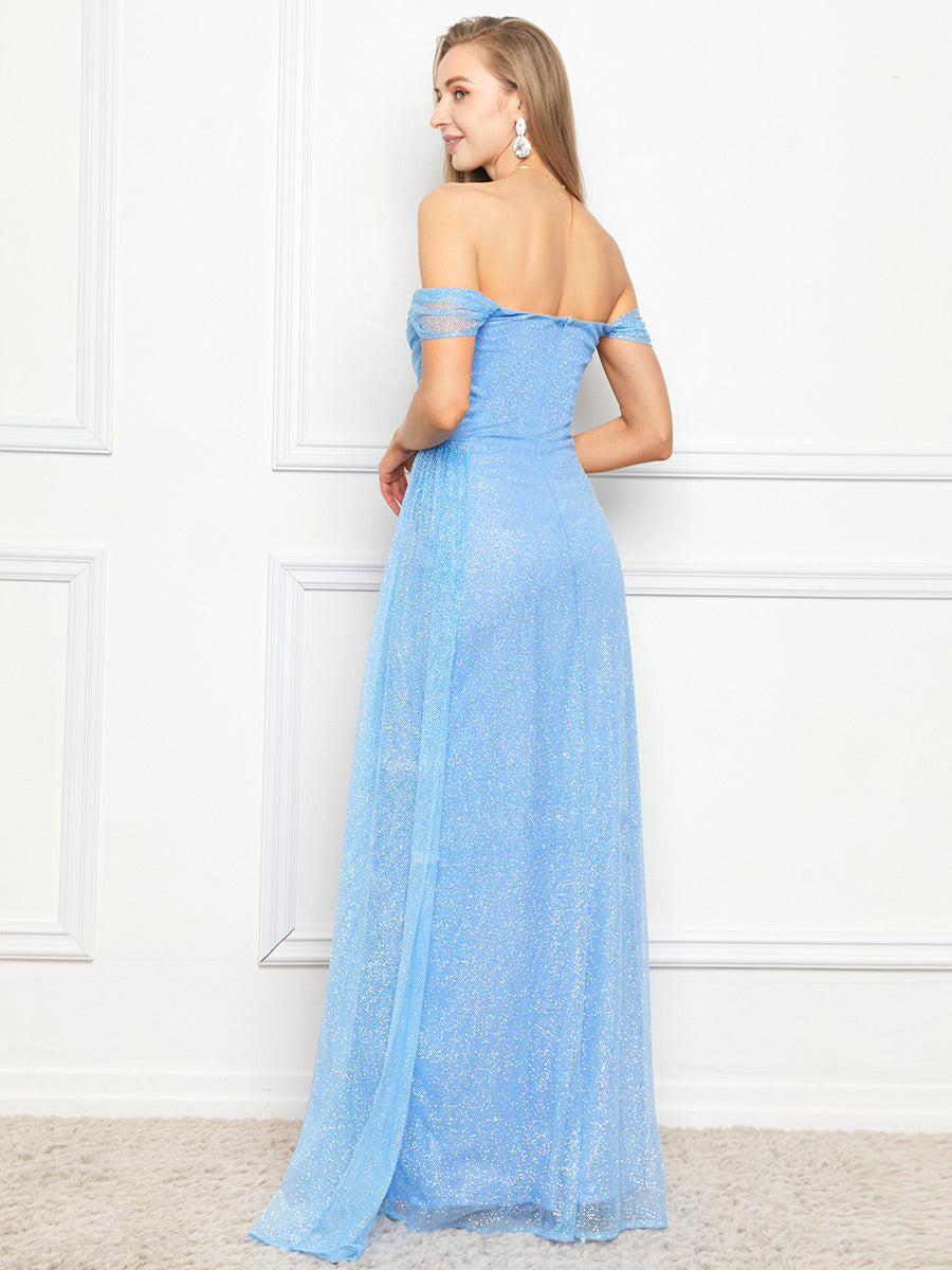 Off-shoulder Shiny Elegant Evening Dress