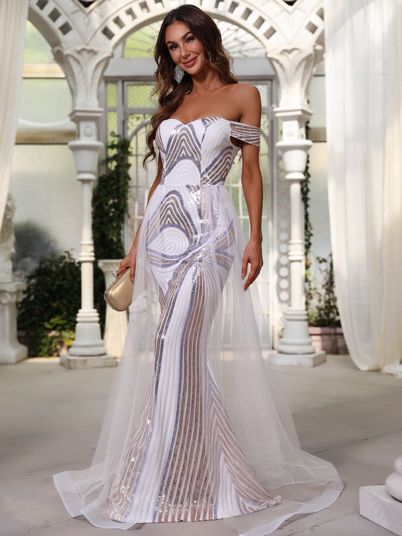 Elegant Off Shoulder Maxi Mermaid Prom Dresses