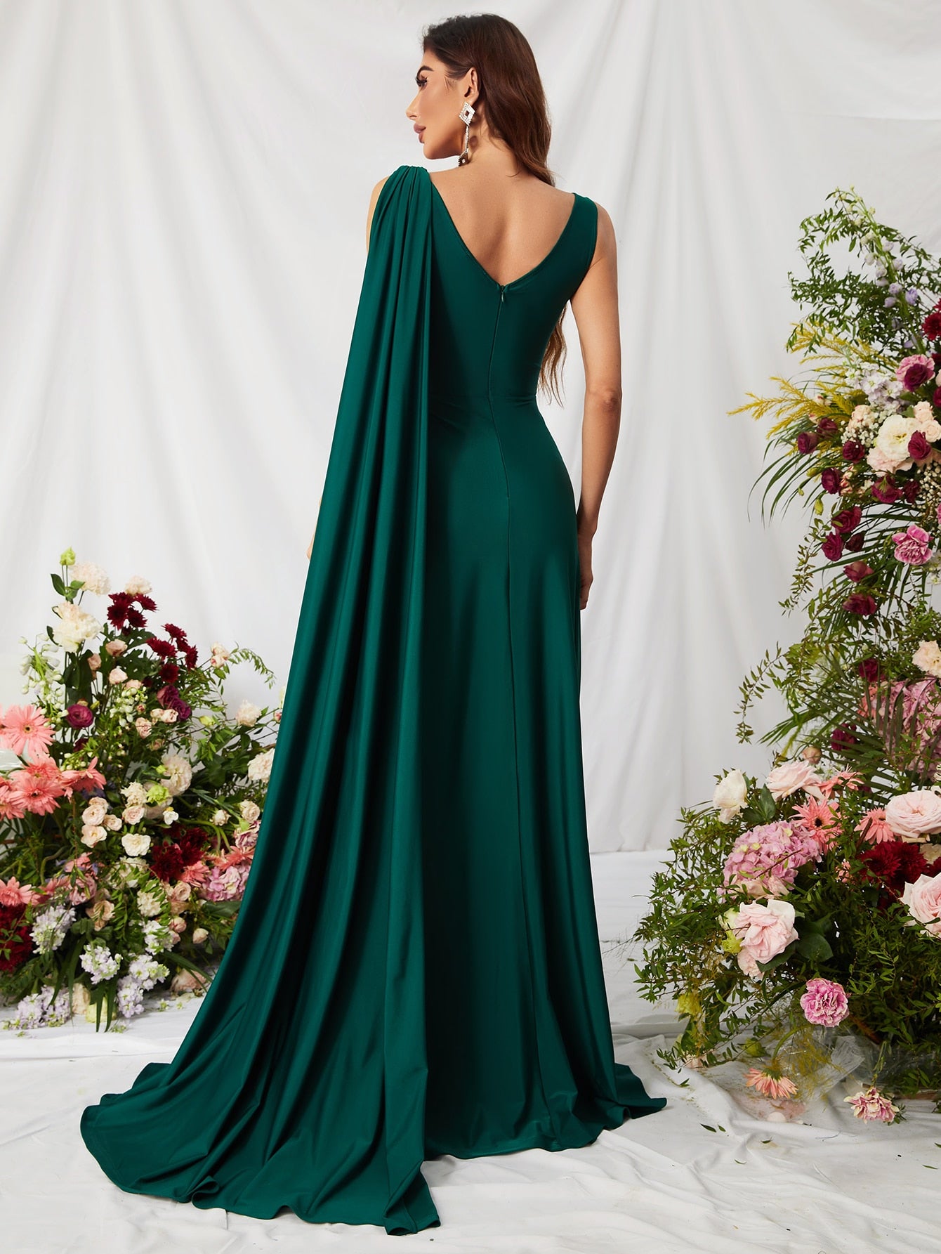 Elegant V Neck Sleeveless A Line Slit Dresses