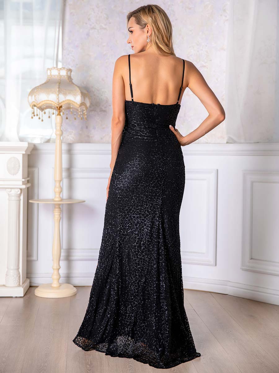 Elegant Strap Sleeveless Glitter Dress