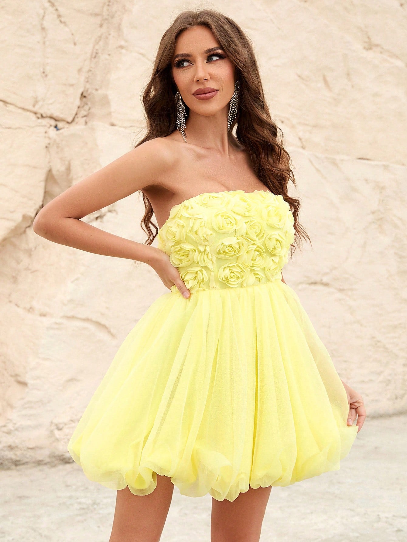 tube a line dress Women 2025 Summer Strapless Tube Mini Dress A Line Slim Fit Waisted Off Shoulder Smocked Ruffle Short TRavel Dresses
