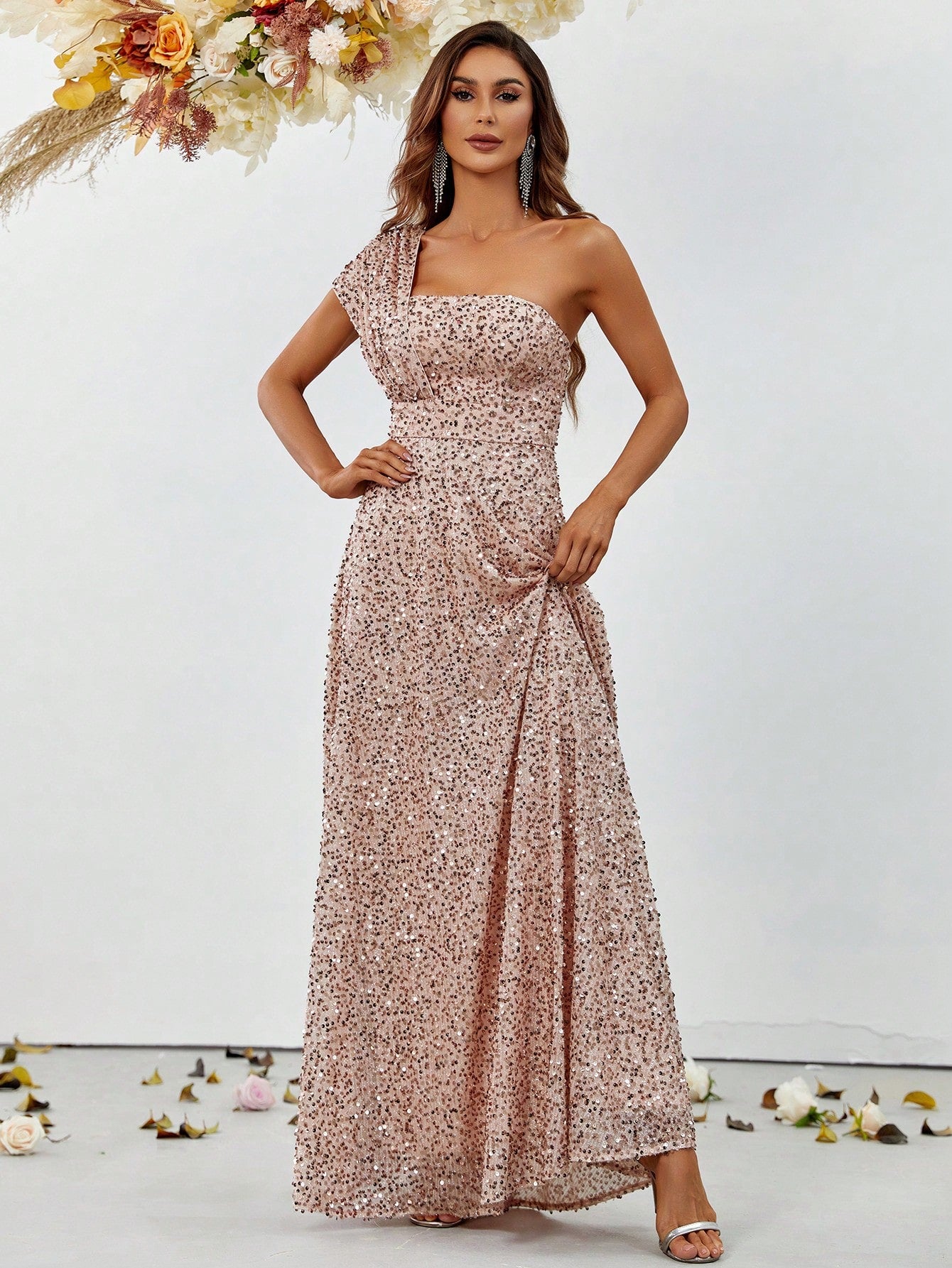 Elegant One Shoulder Sequin A Line Dresses – Faeriesty