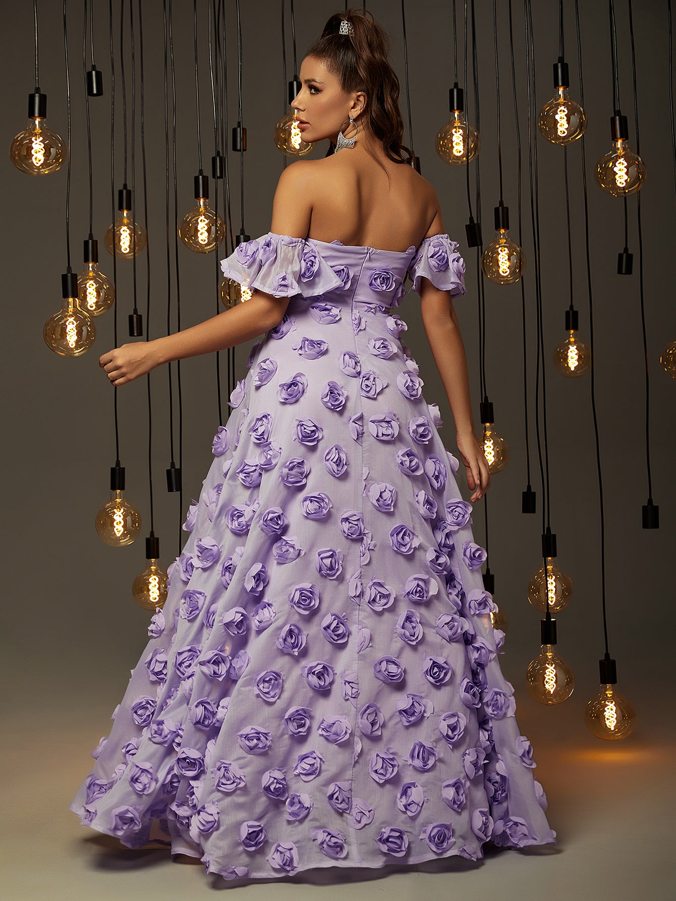 Elegant Off Shoulder 3D Flower Prom Dresses