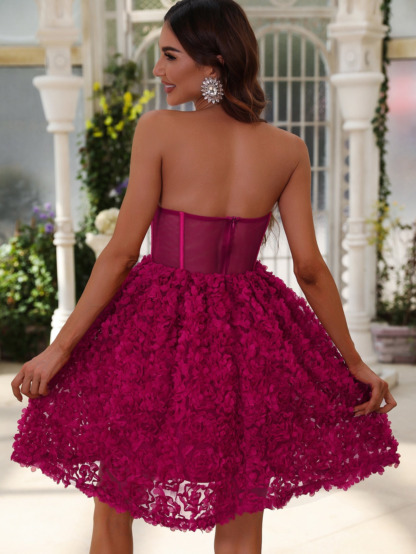 Elegant Tuber Sleeveless 3D Flower A Line Party Dress