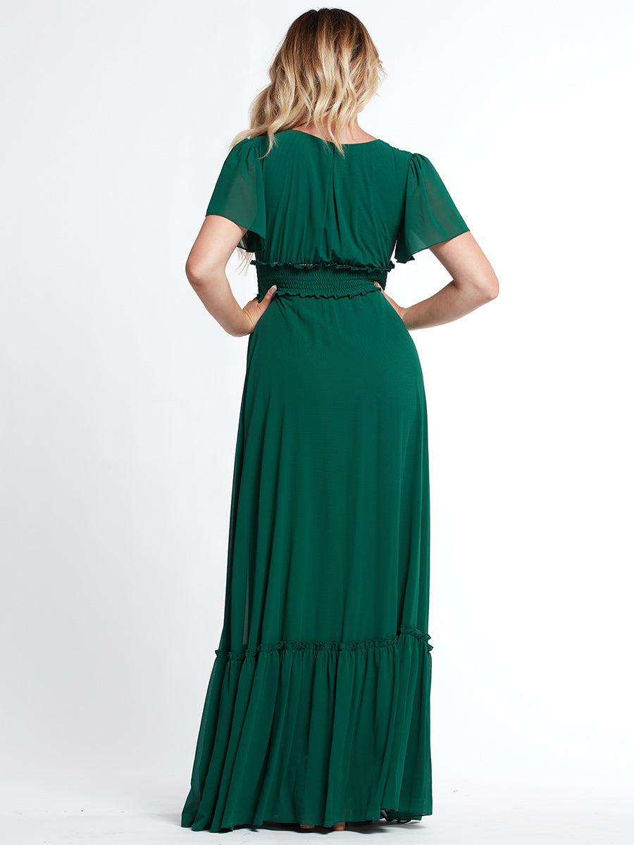 Bump Friendly Smocked Dress-Hunder Green Faeriesty Bump Friendly Smocked Dress-Hunder Green Faeriesty