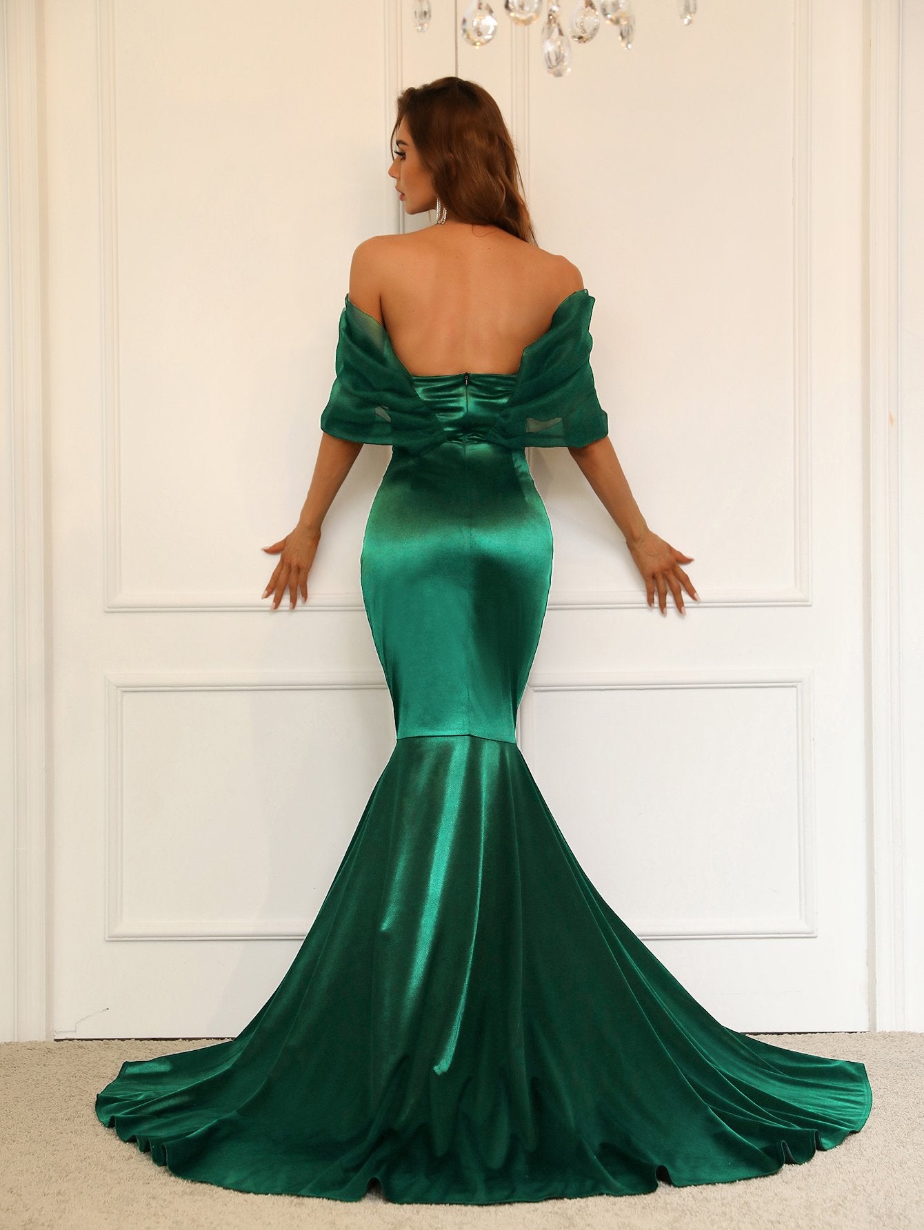 Elegant Off Shoulder Green Xmas Party Dress